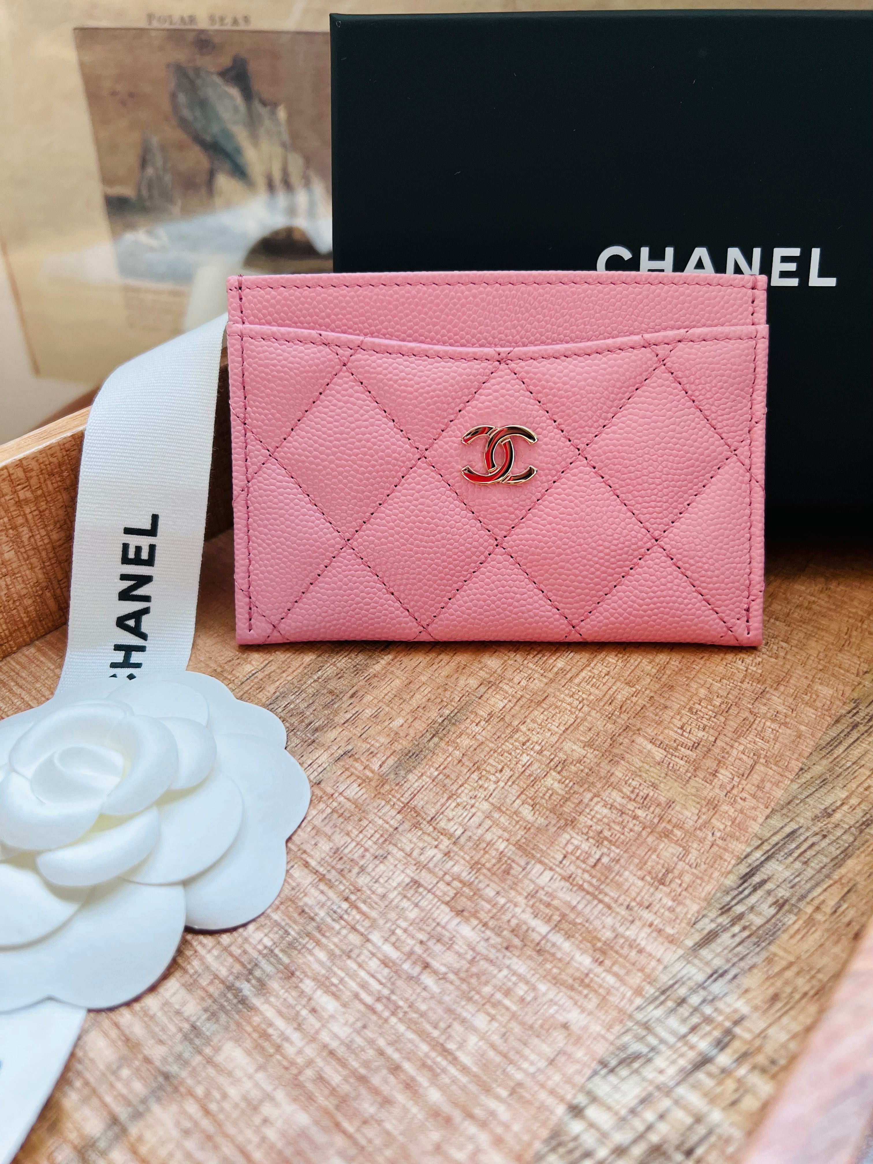 Authentic CHANEL Pink Leather Card Holder  Valamode